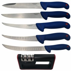 Set de macelarie DEPOX&reg;, injunghiat, filetat, cutitul bucatarului si ascutitoare, otel inoxidabl