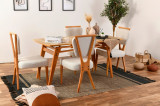 Cumpara ieftin Set masa cu 4 scaune, Vow Chair, Palace Wooden, lemn de carpen/textil, stejar/crem