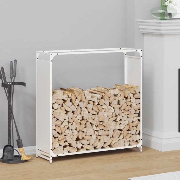 Gossi suport pentru lemne de foc alb 90x28x90 cm otel laminat la rece