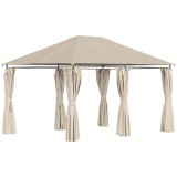 Pavilion/foisor pentru gradina/terasa, cadru metalic, cu perdele, bej, 4x3x2.64 m, ART