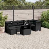 vidaXL Set mobilier de grădină cu perne, 8 piese, negru, poliratan 3274665