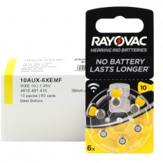 Baterii Rayovac Acoustic 10 PR70 Zinc-Aer 1.45V Pentru Aparate Auditive Set 60 Baterii foto