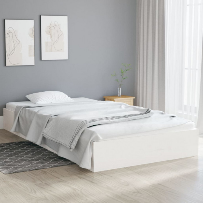 Cadru de pat, alb, 90x200 cm, lemn masiv GartenMobel Dekor