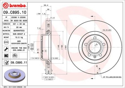 BREMBO 09.C895.11 PRIME LINE - UV Coated Disc frana foto