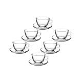 Set Cesti si farfurii, 6 bucati, 175 ml, Transparent, Sticla, ATU-086907, Oem