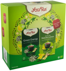 Oferta 1 x Ceai bio Energie Verde, 17 pliculete x 1.8g (30.6g) + 1x ceai bio matcha lemon, 17 pliculete 30.6g Yogi Tea foto