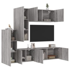 vidaXL Unități TV de perete, 5 piese, gri sonoma, lemn prelucrat 3216494