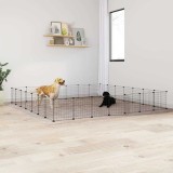 Cușcă animale de companie cu ușă 28 panouri negru 35x35 cm oțel