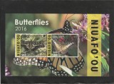 Niuafo&#039;ou 2016-Fauna,Fluturi,bloc 2 valori,dantelate,MNH,Mi.Bl.63, Nestampilat