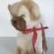 Jucarie vintage caine de blanita naturala de iepure, ochi de sticla, 23cm