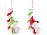 Cumpara ieftin Set 8 ornamente brad Craciun Acadele ceramica multicolora 4x2.5x7 cm