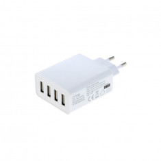 4-Port 100-250V 5.0A Multi USB-adaptor cu AUTO-ID Alb