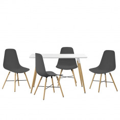 Set Blanka masa bucatarie cu 4 scaune, masa 120 x 70 cm, scaun 85,5 x 46 cm, MDF/plastic, gri foto