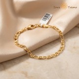 Cumpara ieftin Bratara Figaro Aurie Unisex , Bratara placata cu 3 straturi de aur 18K Brazilia, cu stanta, 20 cm
