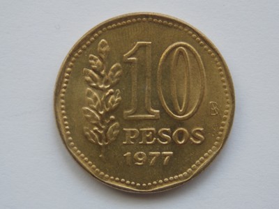 10 PESOS 1977 ARGENTINA-COMEMORATIVA foto