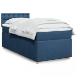 Cumpara ieftin Pat box spring cu saltea, albastru, 100x200 cm, textil