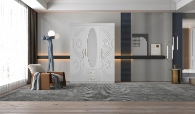 Dulap ZQW-037 MDF - 3U+2S, 150x50x200 cm, Alb foto