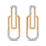 Cercei din aur de 14k, decorați cu pietre de zirconiu strălucitoare