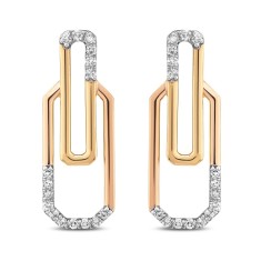 Cercei din aur de 14k, decorați cu pietre de zirconiu strălucitoare