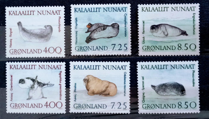 GROENLANDA 1991 fauna polara,focă serie 6v nestampilata