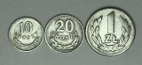 POLONIA Lot / 3buc - 10 + 20 GROSZY + 1 Zlot 1966 [1]