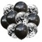 Set 10 baloane din latex, flippy, model party confetti, 5 x confetti, 5 x negru, 25 cm, 2.2g