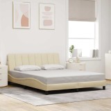 vidaXL Cadru de pat fără saltea, crem, 160x200 cm, textil