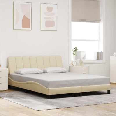 vidaXL Cadru de pat fără saltea, crem, 160x200 cm, textil 3310403 foto