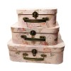 Set 3 Casete Bijuterii Watchbox Motive Florale, Crem, 30/25/20 cm, Cutii Depozitare Accesorii, Trandafiri
