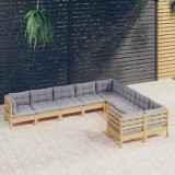 vidaXL Set mobilier de grădină cu perne, 5 piese, gri, lemn de pin 3096982