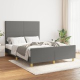 VidaXL Cadru de pat fără saltea, gri &icirc;nchis, 140x190 cm, textil