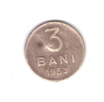 Moneda 3 bani 1953, lovita, curata foto