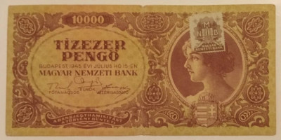 Bancnota - Ungaria - 10000 Pengo 1945 foto