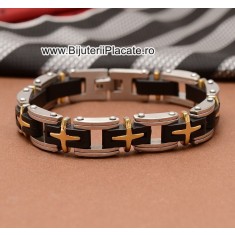 Bratara Inox Ton Negru Auriu cod B883H