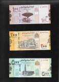 Set Bancnote Yemen 100, 200, 500 Rials UNC (Nefolosite) - Lot Colectie Numismatica