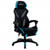 Cumpara ieftin Vinsetto Scaun Gaming cu Suport Lombar, Scaun Birou Ergonomic cu Inălțime Reglabilă din Țesătură, 65x65x119-129 cm, Negru și Albastru | Aosom Romania