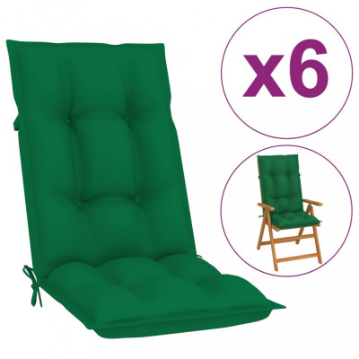 Perne pentru scaun de grădină, 6 buc., verde, 120x50x7 cm foto