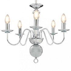 Gossi candelabru, argintiu, 5 becuri e14