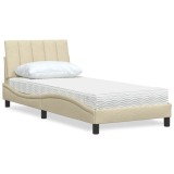 Cumpara ieftin Pat cu saltea, crem, 90x200 cm, textil