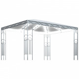 Pavilion cu șir de lumini LED, crem, 400x300 cm, vidaXL