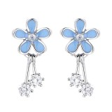 Cercei argint 925, JW1266, model floare, placati cu rodiu