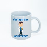 Cana alba personalizata asistent, INOVATIX&reg;. 330ml, Oem
