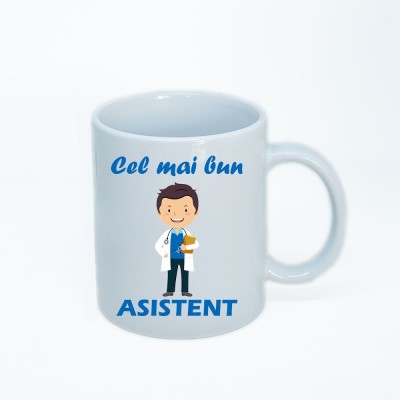 Cana alba personalizata asistent, INOVATIX&amp;reg;. 330ml foto