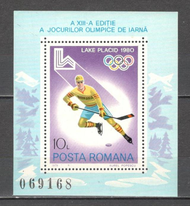 Romania.1979 Olimpiada de iarna LAKE PLACID-Bl. DR.422