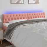 VidaXL Tăblie de pat cu LED, roz, 180x7x78/88 cm, catifea