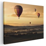 Tablou peisaj baloane cu aer cald la apus Tablou canvas pe panza CU RAMA 30x40 cm