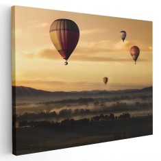 Tablou peisaj baloane cu aer cald la apus Tablou canvas pe panza CU RAMA 20x30 cm