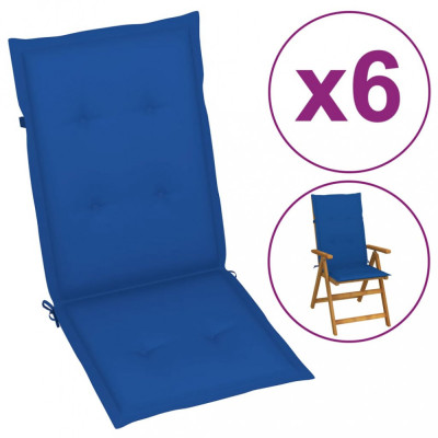 Perne scaun de grădină, 6 buc., albastru regal, 120x50x3 cm foto