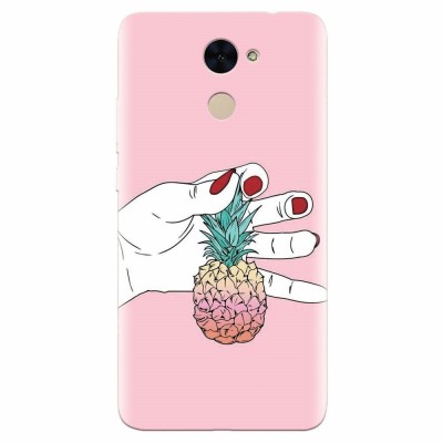 Husa silicon pentru Huawei Enjoy 7 Plus, Rainbow Pinepple foto