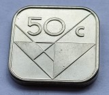 Moneda Aruba 50 Cents 2016, Oțel placat cu Nichel, Circulată
